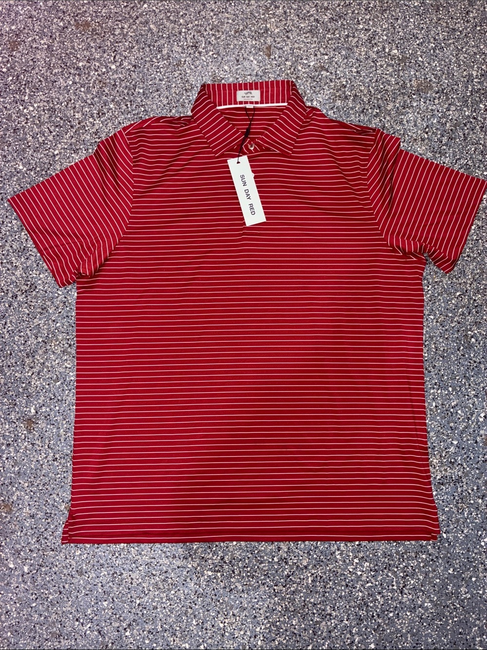Men's Red Striped Polo Shirt - Sun Day Red